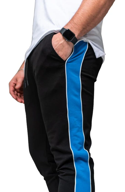 Maceoo Side Stripe Skinny Fleece Joggers In Black