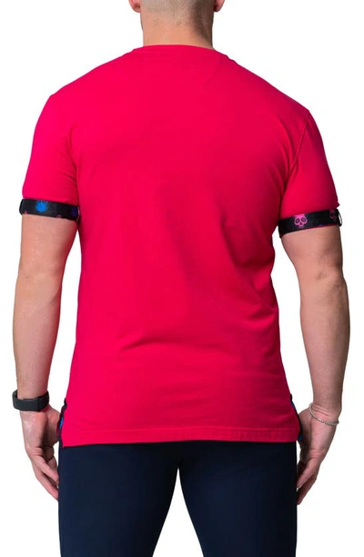 Maceoo Vivaldi Solid Skull Fuchsia Pink V-neck Cotton T-shirt In Pink