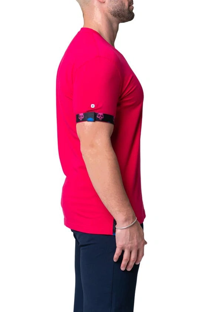 Maceoo Vivaldi Solid Skull Fuchsia Pink V-neck Cotton T-shirt In Pink