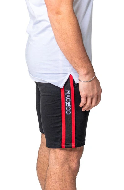 Maceoo Lion Logo Stretch Cotton Drawstring Shorts In Black