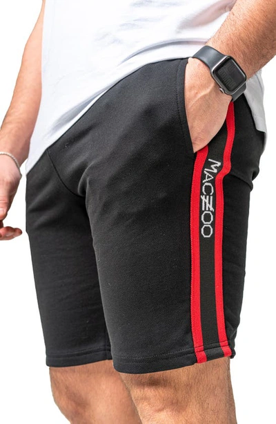 Maceoo Lion Logo Stretch Cotton Drawstring Shorts In Black