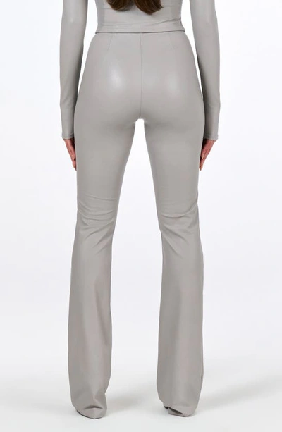 Shop Naked Wardrobe Bootcut Faux Leather Pants In Light Grey