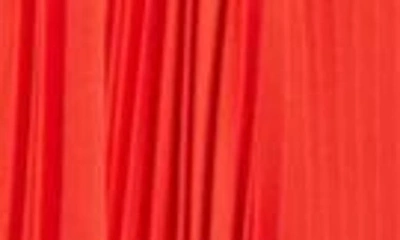 Shop Brandon Maxwell Megan Pleated Cap Sleeve Cotton Shirtdress In Red