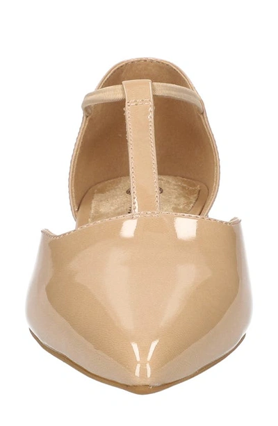 Bella Vita Darby Pointed Toe T-strap Flat In Nude Patent