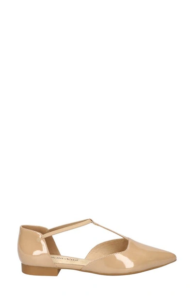 Bella Vita Darby Pointed Toe T-strap Flat In Nude Patent
