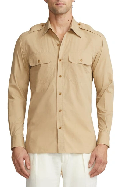 Shop Ralph Lauren Purple Label Asford Button-up Shirt In Classic Tan