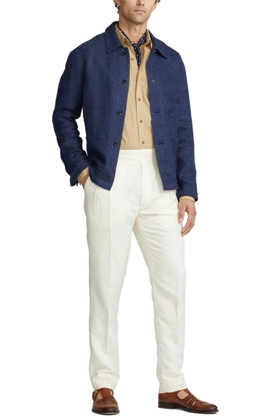 Shop Ralph Lauren Purple Label Burnham Herringbone Chore Jacket In Spring Navy