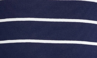 Shop Ralph Lauren Purple Label Stripe Cotton Polo Sweater In Spring Navy/ Optic White