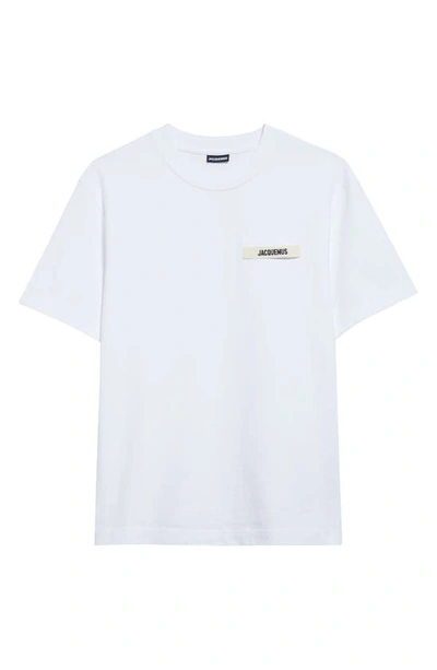 Shop Jacquemus Le T-shirt Grosgrain Cotton Logo T-shirt In White