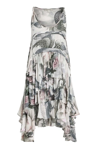Shop Allsaints Cavarly Valley Floral Tiered Dress In Chalk White