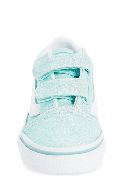 Shop Vans Kids' Old Skool V Glitter Sneaker In Glitter Pastel Blue