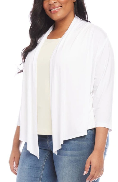 Shop Karen Kane Calli Draped Open Front Cardigan In Off White