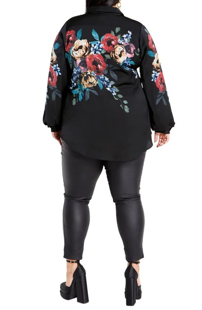 Shop City Chic Phoebe Print Shirt In Dark Late Bloom