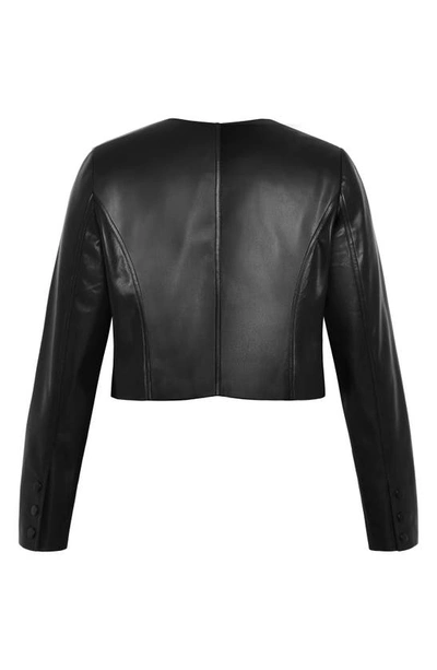 Shop City Chic Serena Faux Leather Crop Jacket In Black