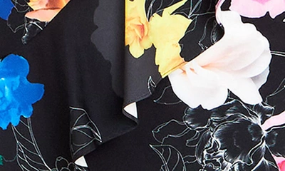 Shop City Chic Raquel Floral Print Cold Shoulder Minidress In Black Bright Romance
