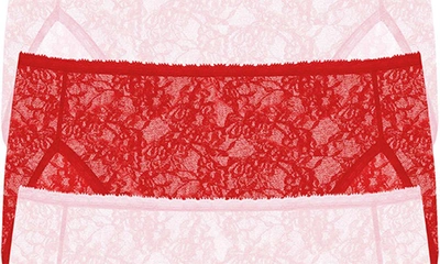 Shop Natori Bliss Allure Lace 3-pack French Cut Briefs In Pink/red/pink