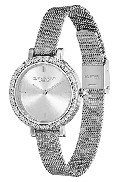Shop Olivia Burton Vintage Bead Mesh Bracelet Watch, 30mm In Silver White