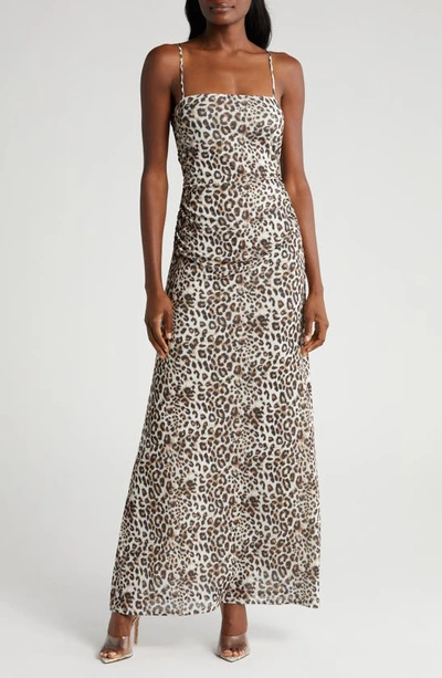 Shop Wayf Isabella Print Maxi Dress In Leopard