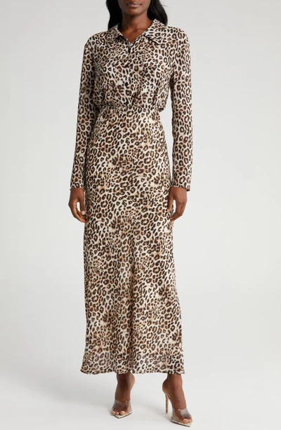 Shop Wayf Mae Leopard Print Maxi Skirt