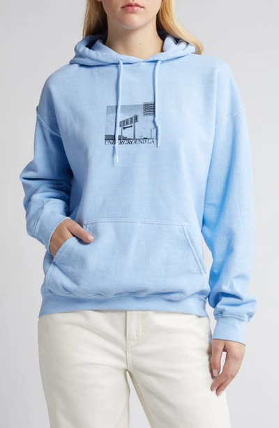 Shop Bdg Urban Outfitters Underground Photo Cotton Blend Graphic Hoodie In Blue