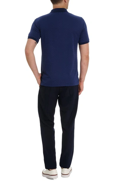 Robert Graham Aaron Checkered Knit Polo In Navy