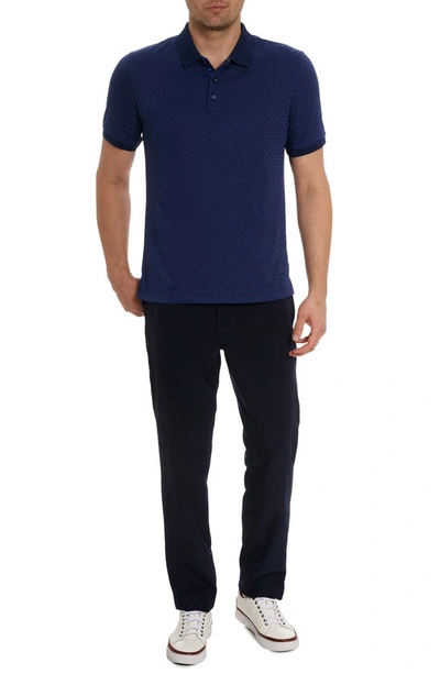 Robert Graham Aaron Checkered Knit Polo In Navy