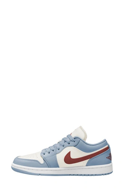 Shop Jordan Air  1 Low Sneaker In Sail/ Dune Red/ Blue Grey