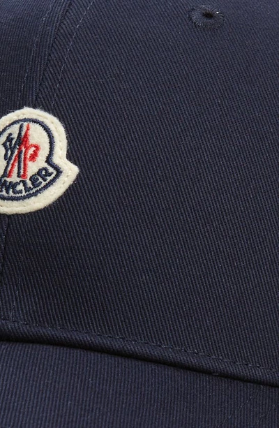 Shop Moncler Kids' Logo Patch Baseball Cap In Blue Navy