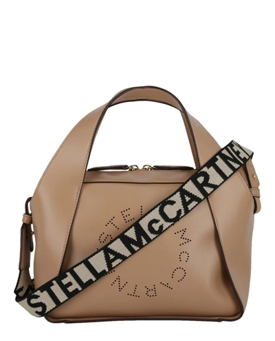 Shop Stella Mccartney Logo Line Crossbody Bag In Beige