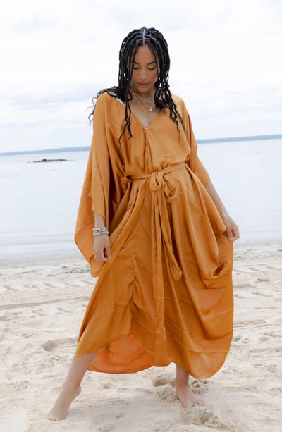 Saachi Tie Front Kaftan In Gold