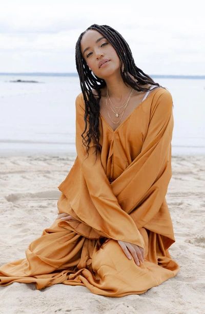 Saachi Tie Front Kaftan In Gold