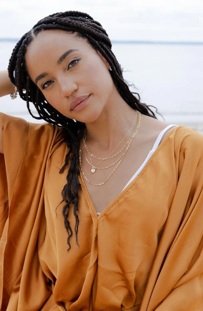 Saachi Tie Front Kaftan In Gold