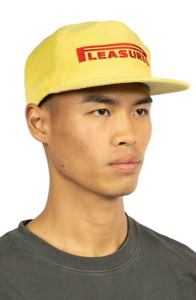 Shop Pleasures Pit Stop Corduroy Snapback Baseball Cap In Yellow