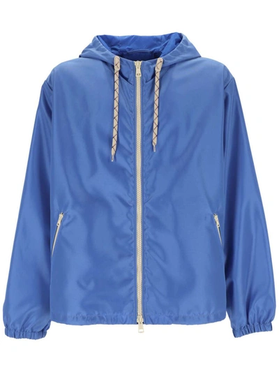 Gucci Web And Logo Print Windbreaker Jacket In Blue
