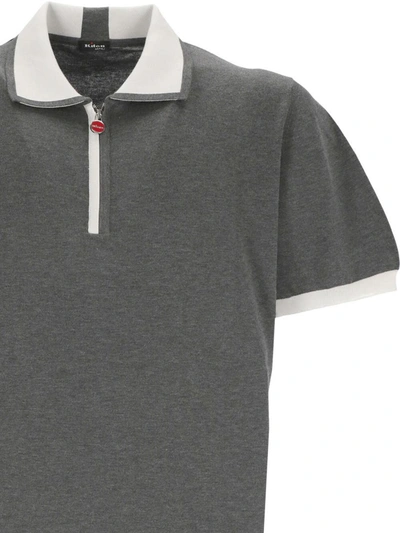 Shop Kiton T-shirts And Polos In Bianco/grigio Medio