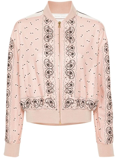 Shop Palm Angels Paisley Print Bomber Jacket In Rosa E Bianco