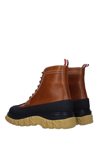 Shop Thom Browne Ankle Boot Leather Brown