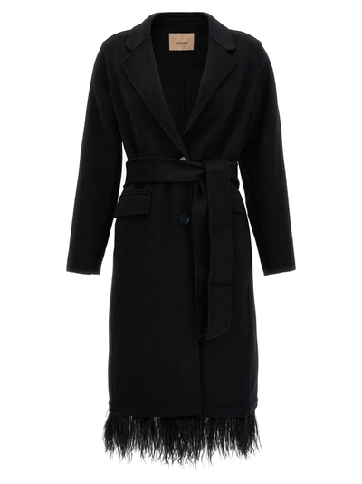 Shop Twinset Belted Single Breast Coat Coats, Trench Coats Black