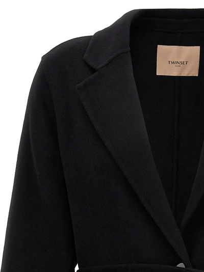 Shop Twinset Belted Single Breast Coat Coats, Trench Coats Black