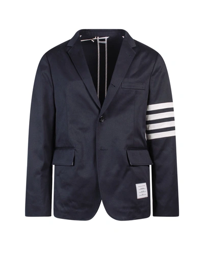 Shop Thom Browne Cotton Blazer With Iconic Bands