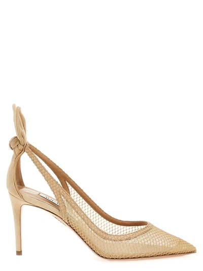 Shop Aquazzura Bow Tie Pumps Beige