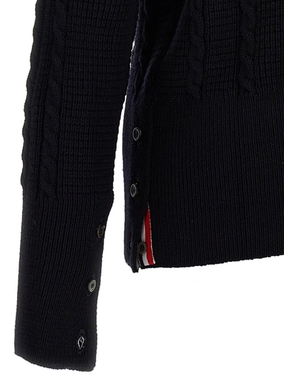 Shop Thom Browne Cable Sweater, Cardigans Blue