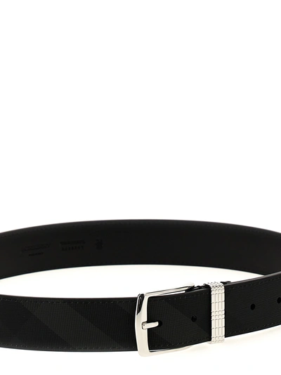 Shop Burberry Check Leather Belt Belts Black