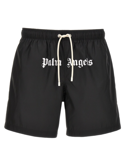 Shop Palm Angels Classic Logo Beachwear White/black