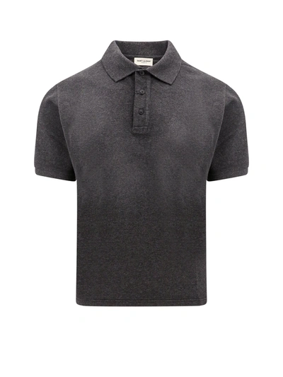 Shop Saint Laurent Cotton Blend Polo Shirt