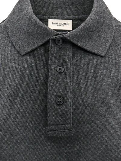 Shop Saint Laurent Cotton Blend Polo Shirt