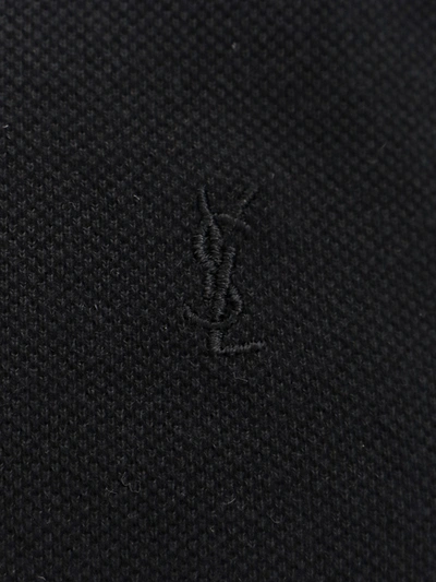 Shop Saint Laurent Cotton Blend Polo Shirt With Embroidered Logo