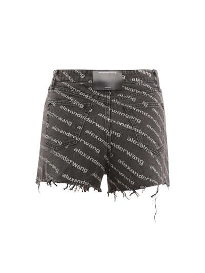 Shop Alexander Wang Cotton Shorts With All-over Logo Print