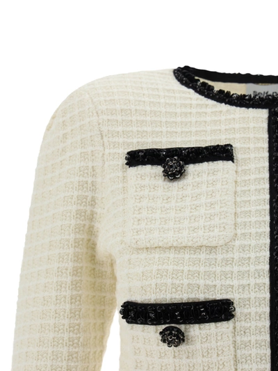 Shop Self-portrait Cream Textured Knit Cardigan