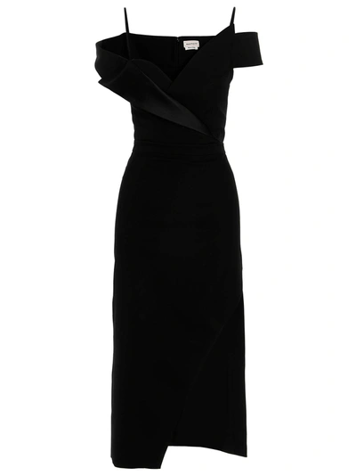 Shop Alexander Mcqueen Crisp Japanese Dresses Black